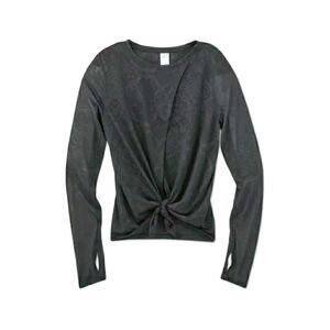 Women's Long Sleeve Snakeskin Tie-Front Top XS New